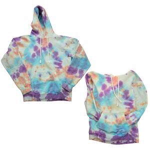 Hanes Ultimate Cotton Lavender Tie Dye Hoodie Sweatshirt Size Small Vintage 90s